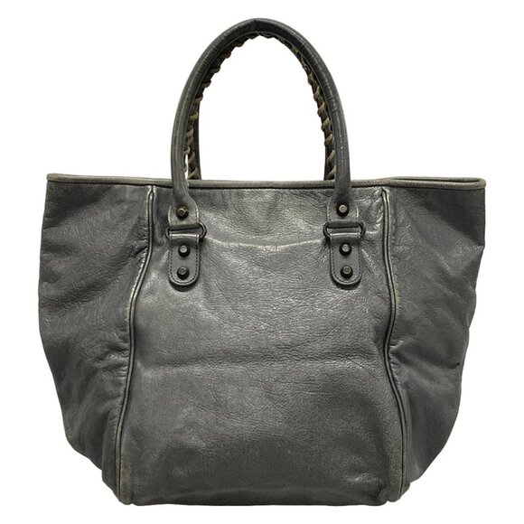 Auth BALENCIAGA The Sunday Small Tote 228750 Dark Gray Leather Tote Bag - Picture 2 of 16